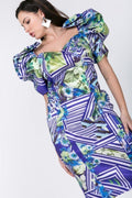 Women's Puff Sleeve Bodycon Print Dress – Bold & Chic