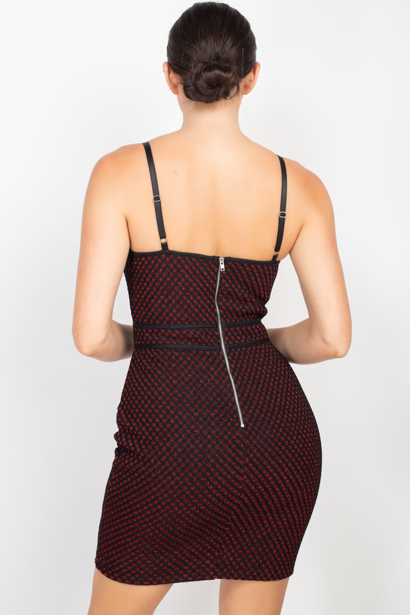Women's Sleeveless Sparkle Honeycomb Bodycon Dress