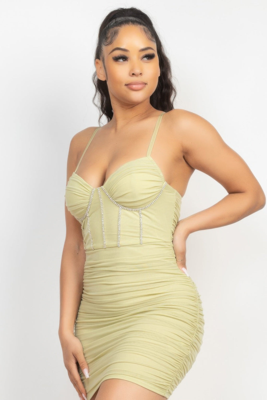 Women's Stone Cami Shirred Bodycon Dress