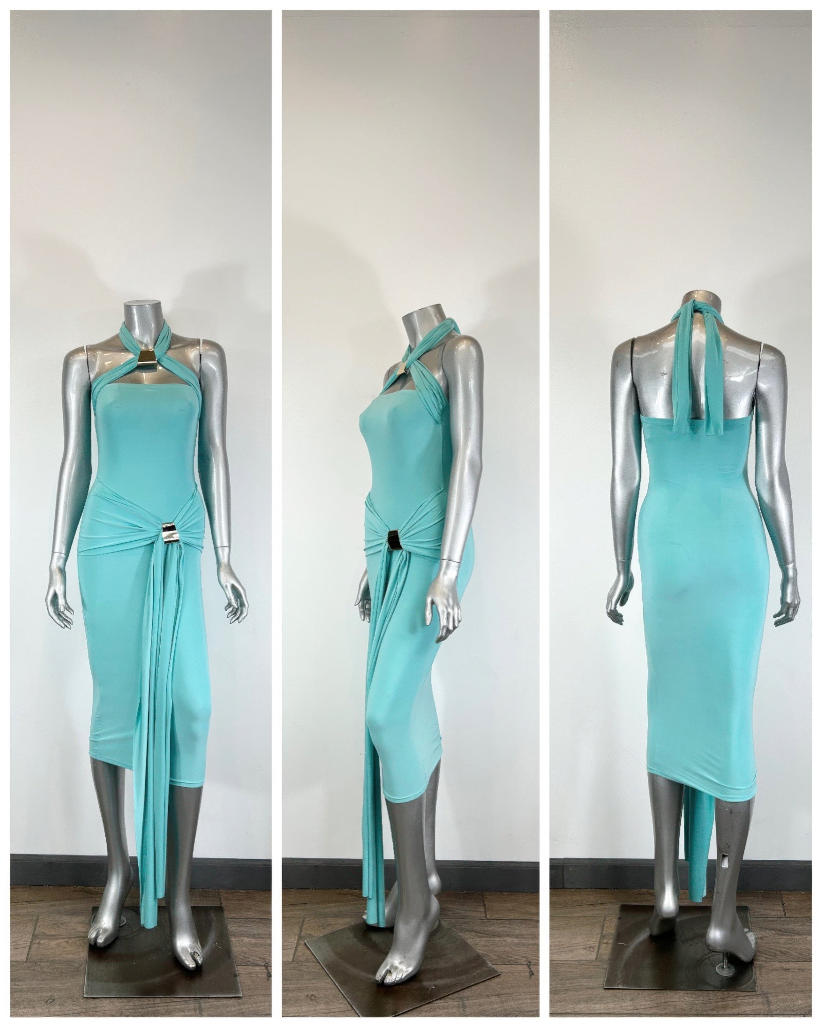 Women's Halter Bodycon Midi Dress – Elegant & Chic