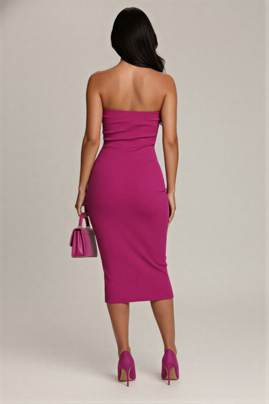 Women's Strapless Bodycon Midi Dress