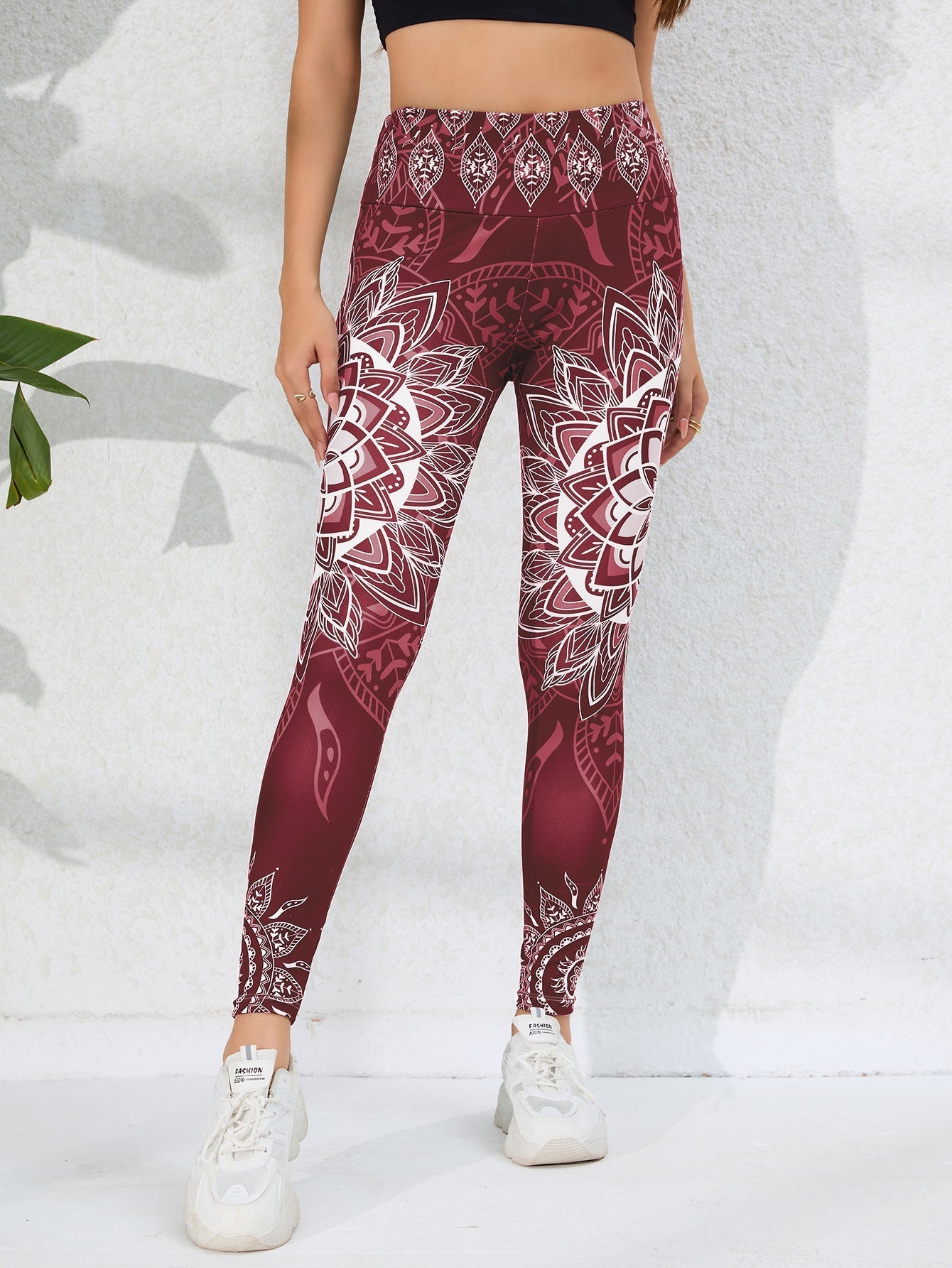 High-Waist Yoga-Leggings mit Bauchkontrolle und Po-Lifting-Effekt mit Aquarell-Print