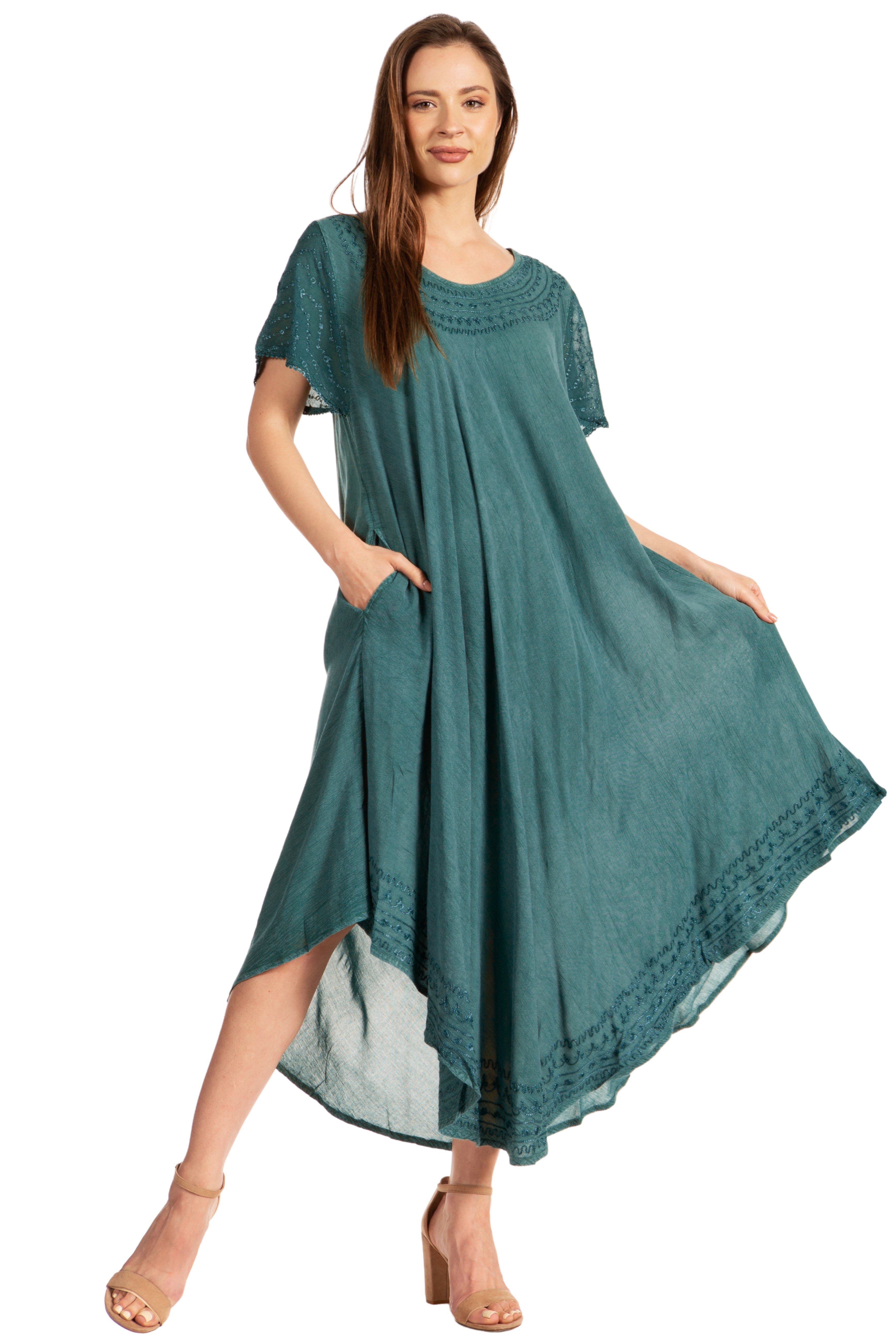 Sakkas Everyday Essentials Cap Sleeve Caftan Dress / Cover Up