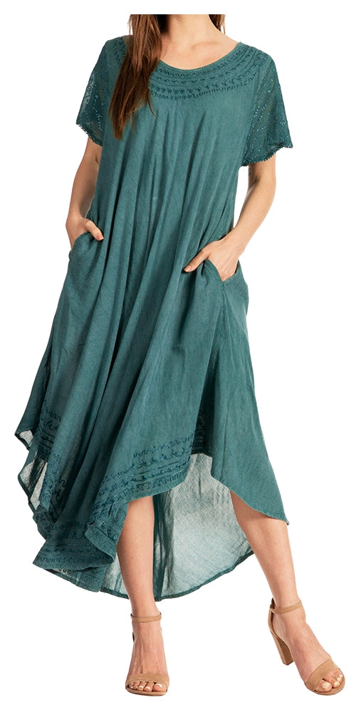Sakkas Everyday Essentials Cap Sleeve Caftan Dress / Cover Up