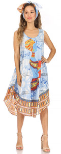 Sakkas Urbi Women's Casual African Print Beach Sleeveless Cover-up Caftan Dress - Buy One Get One