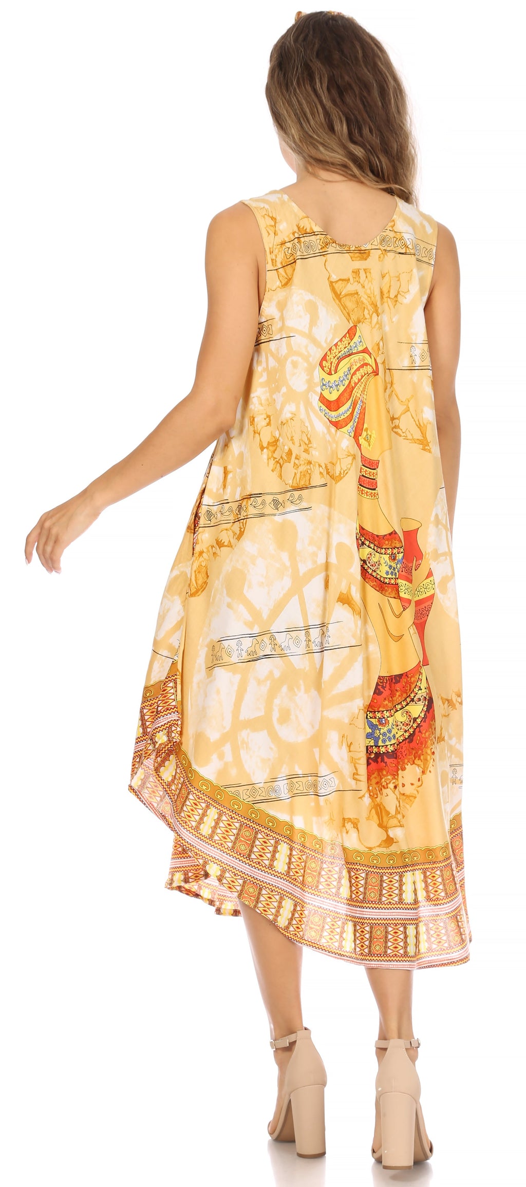 Sakkas Urbi Women's Casual African Print Beach Sleeveless Cover-up Caftan Dress - Buy One Get One
