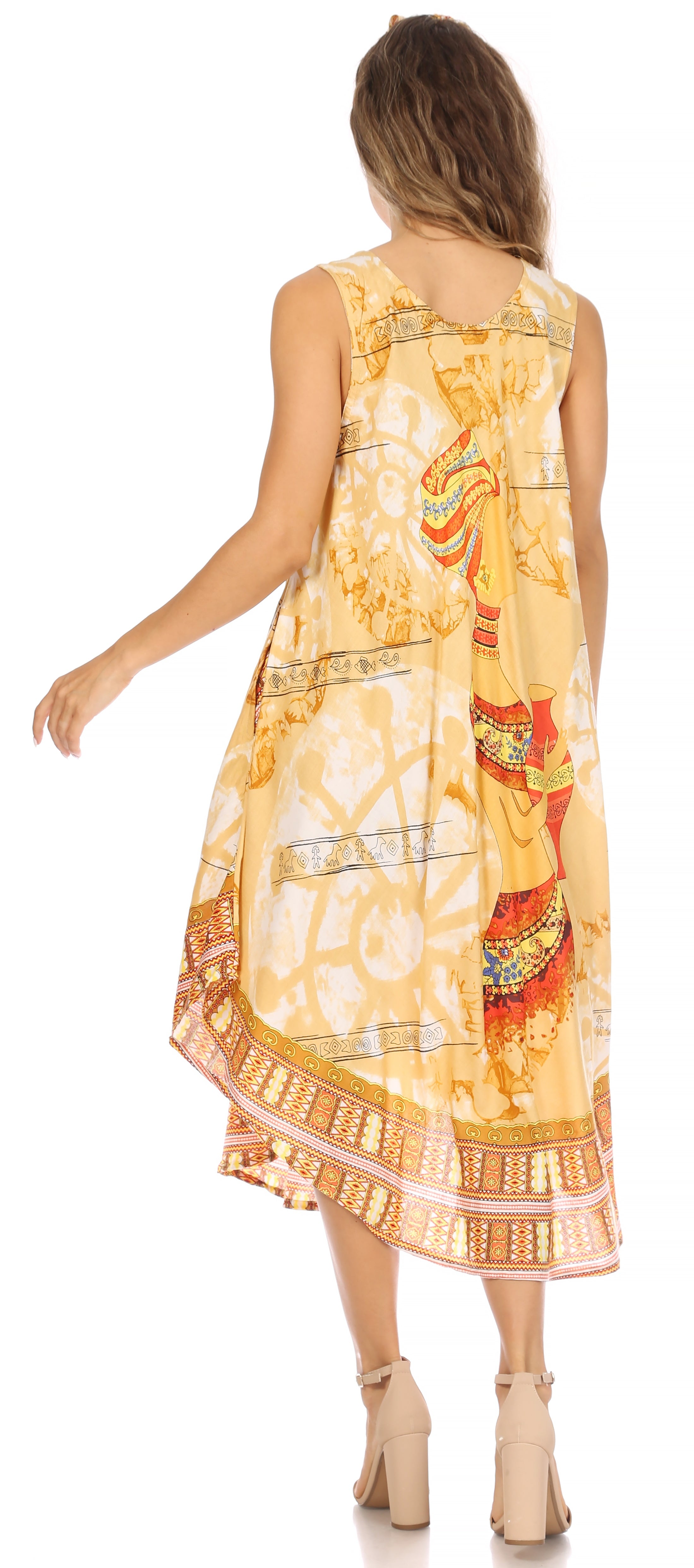 Sakkas Urbi Women's Casual African Print Beach Sleeveless Cover-up Caftan Dress - Buy One Get One