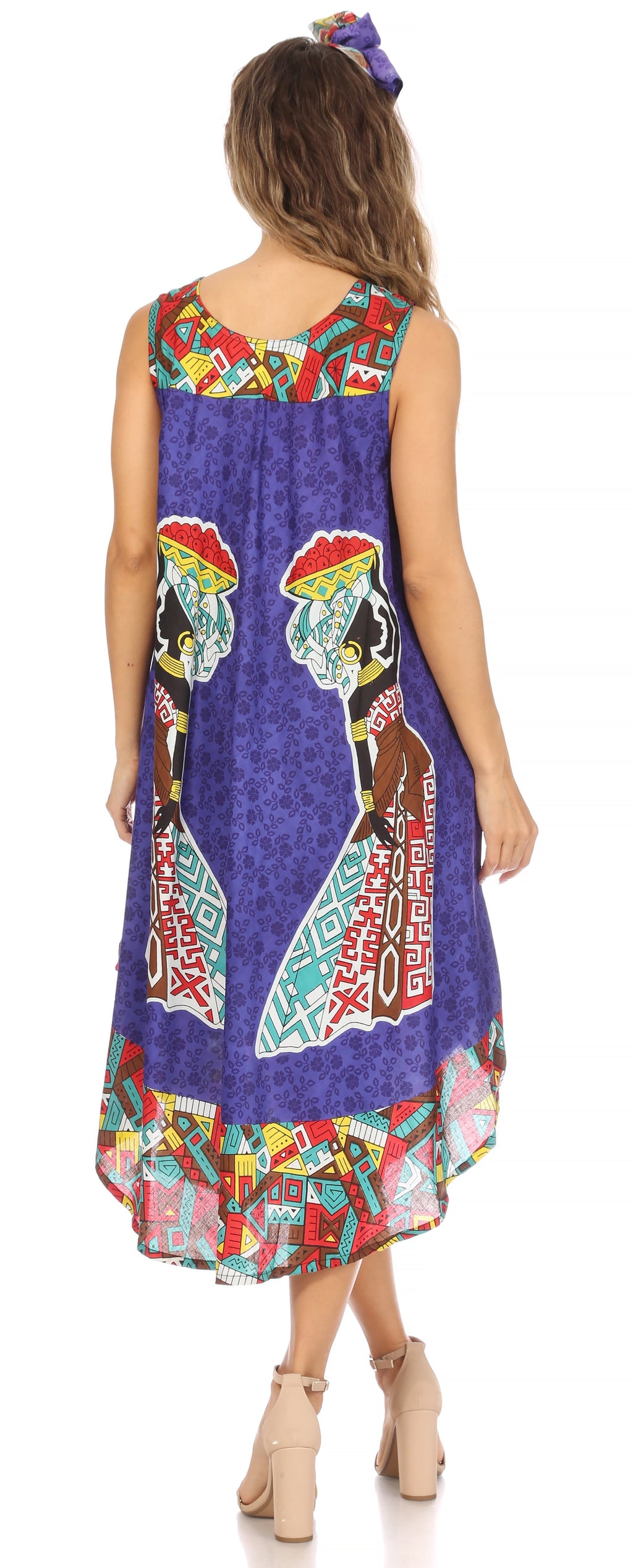 Sakkas Urbi Women's Casual African Print Beach Sleeveless Cover-up Caftan Dress - Buy One Get One