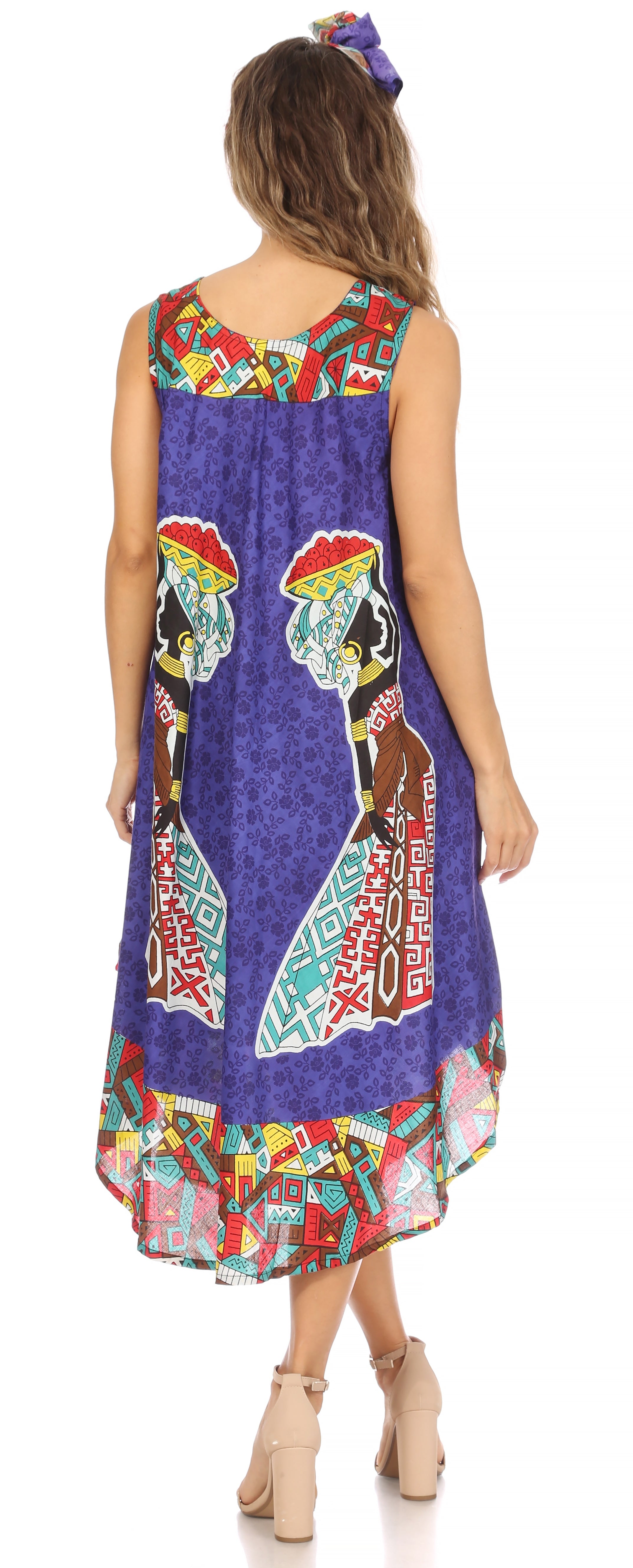 Sakkas Urbi Women's Casual African Print Beach Sleeveless Cover-up Caftan Dress - Buy One Get One