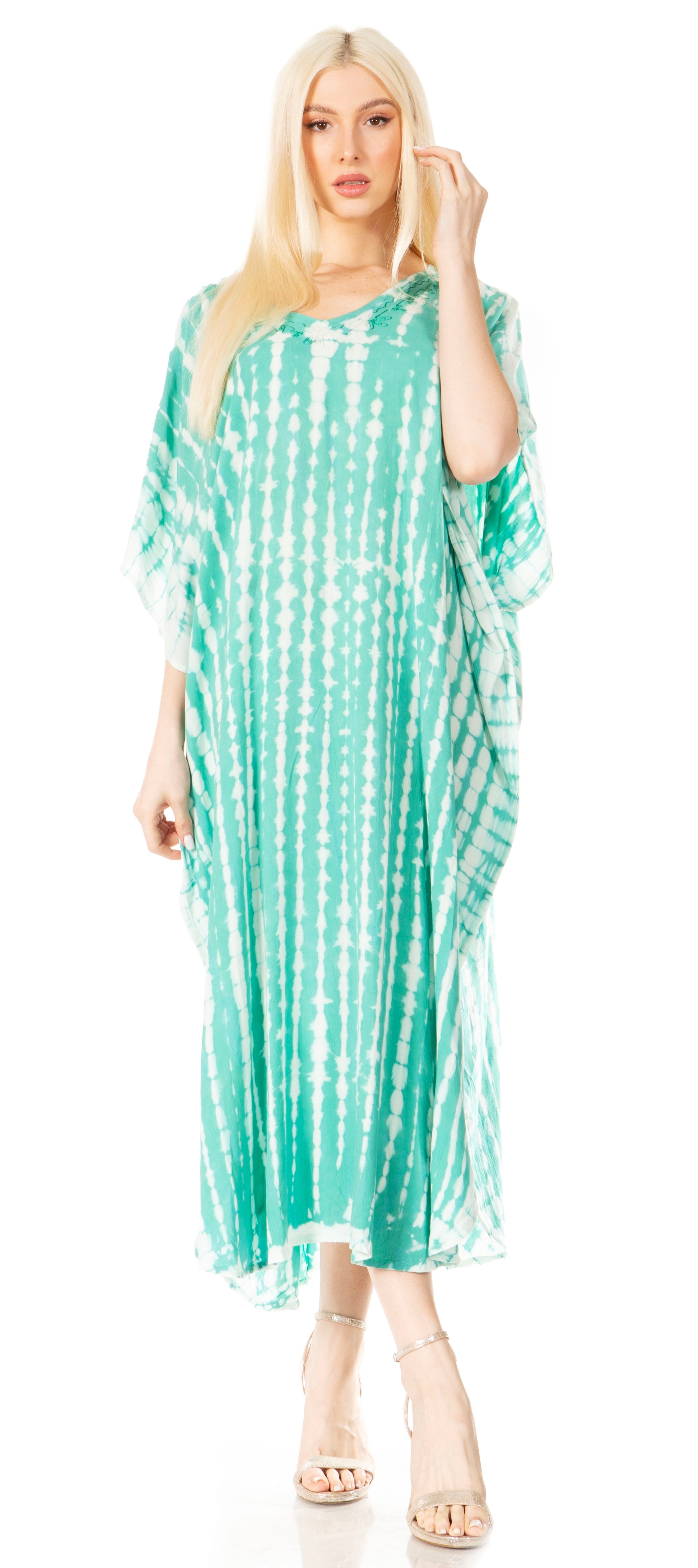 Sakkas Maitte Women's V-Neck Printed Kaftan Cover-Up Dress for the Beach - Buy One Get One