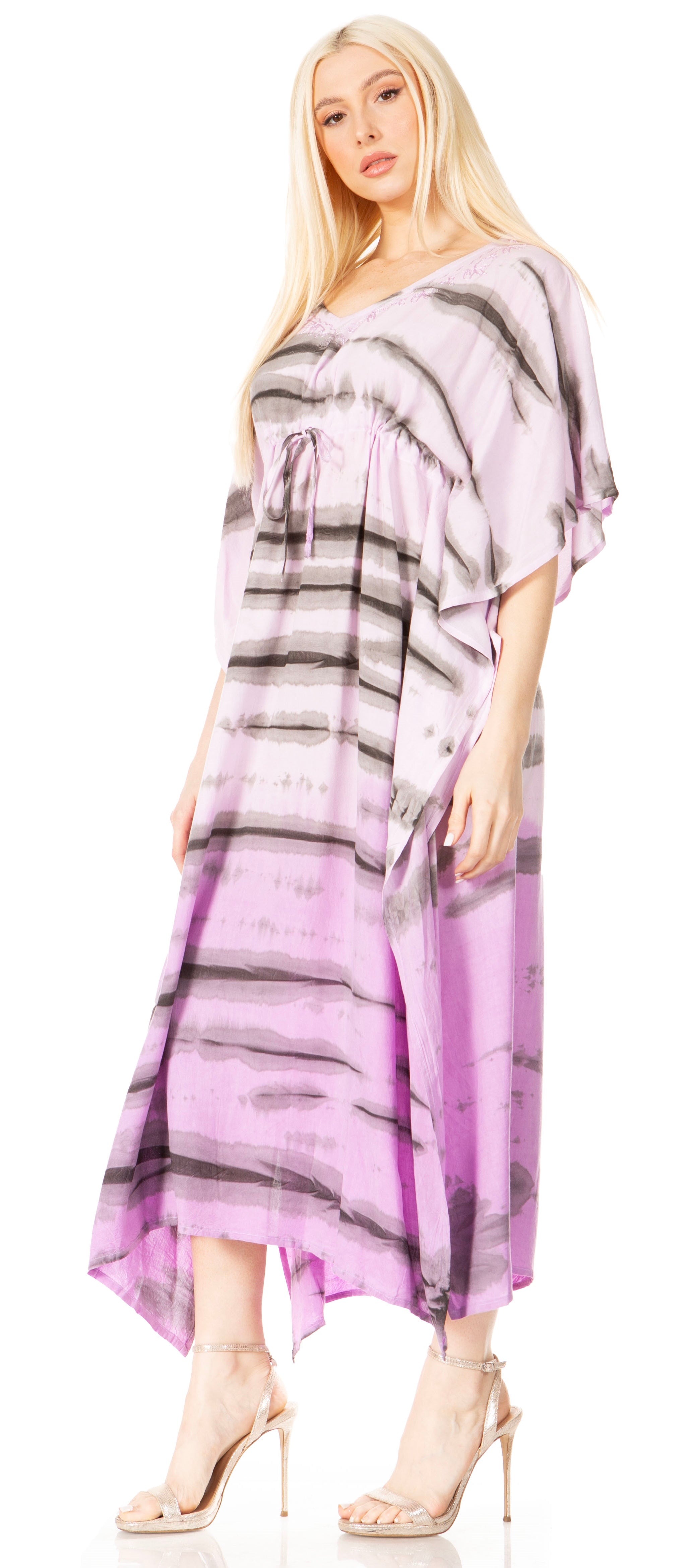 Sakkas Maitte Women's V-Neck Printed Kaftan Cover-Up Dress for the Beach - Buy One Get One