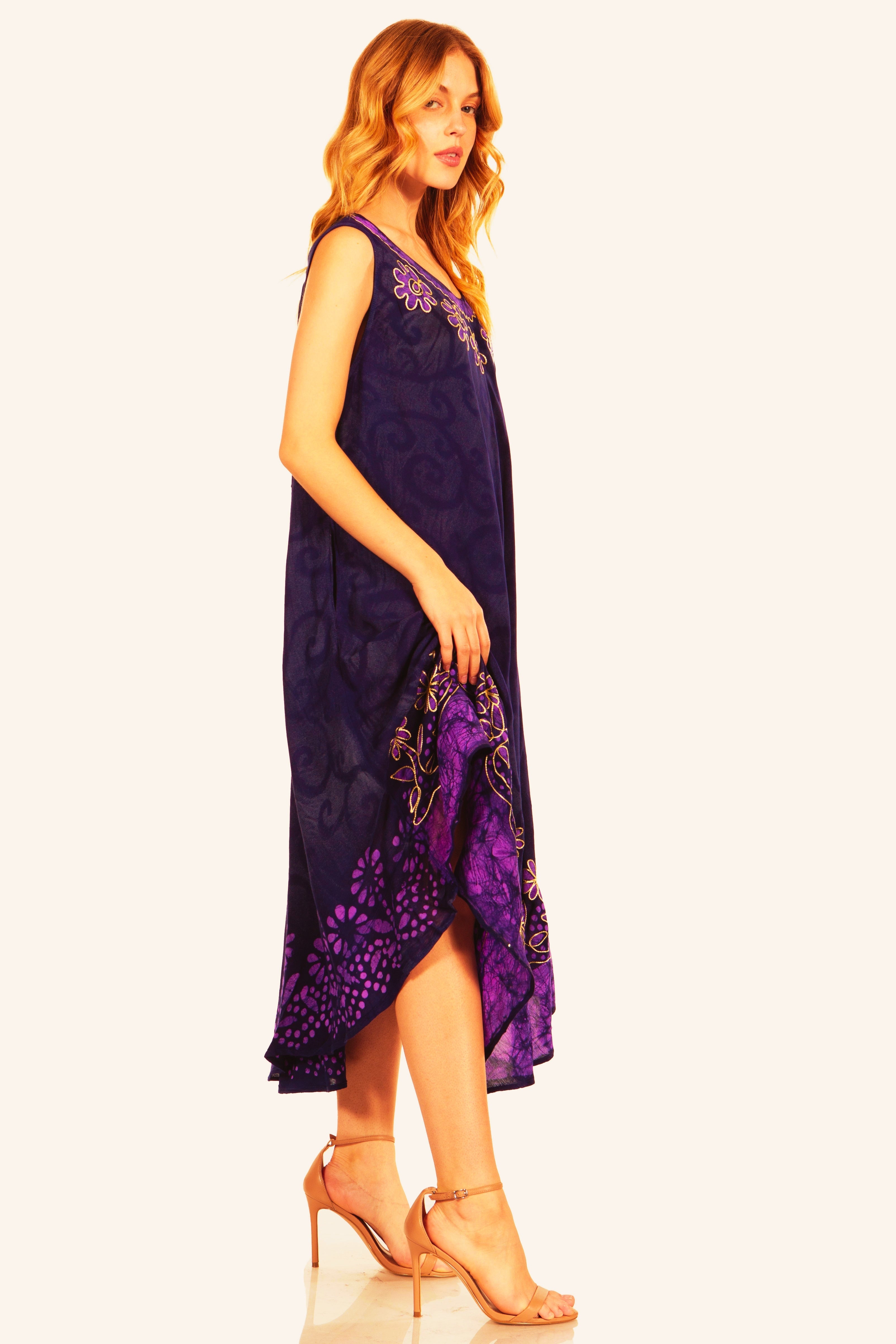 Sakkas Starlight Second Tie Dye Caftan Dress: Women's Beach Cover Up