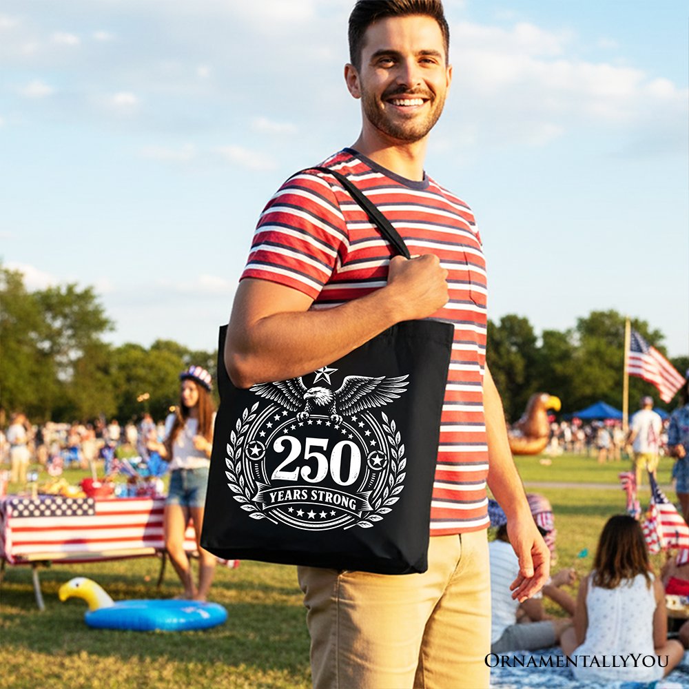 America 250 Years Strong Eagle Tote Bag, 4th of July USA Patriotic 1776–2026 Gift Shopper