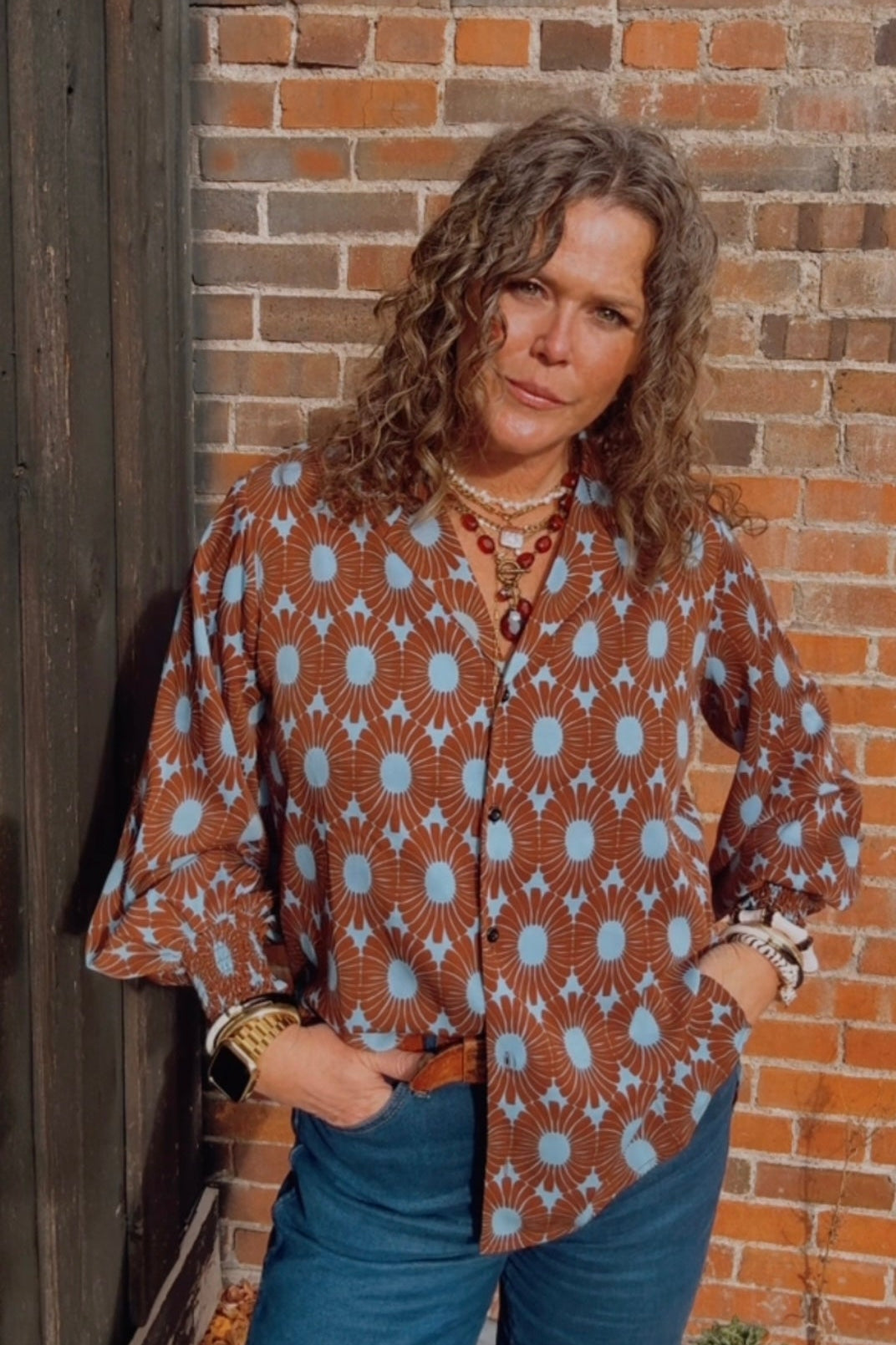 Blue Highway Retro Floral Balloon Sleeve Blouse ~ PREORDER JUNE 2026