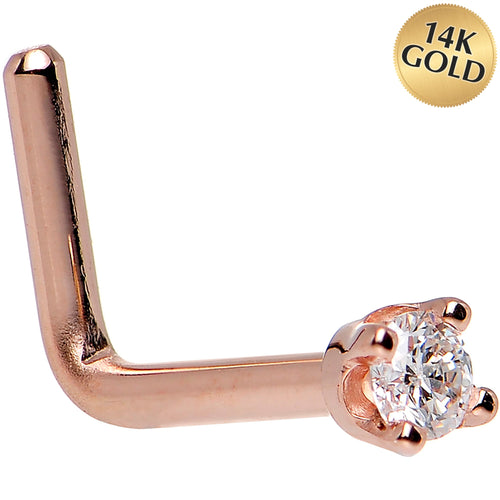 14K Rose Gold 2mm Cubic Zirconia Nose Ring