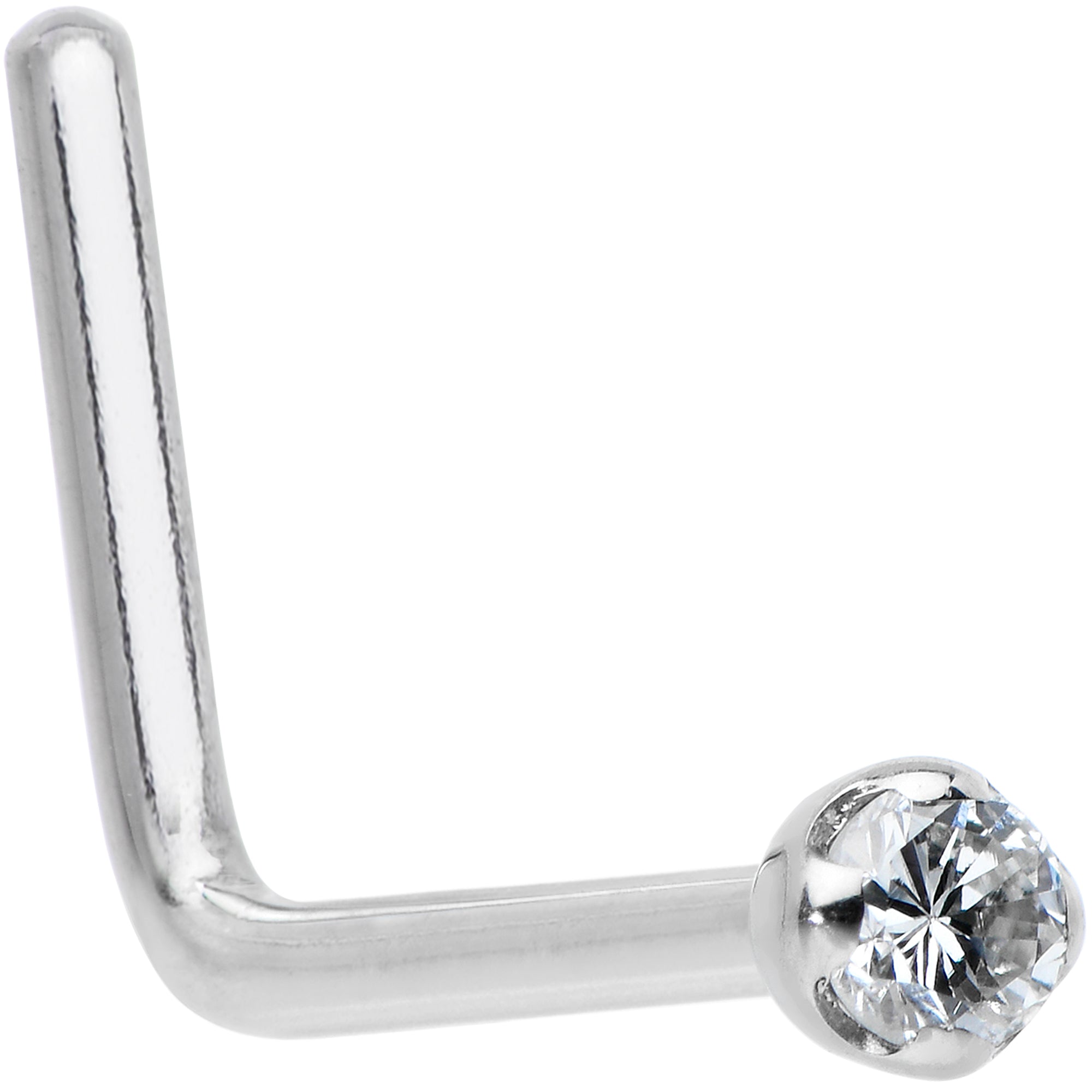 14k Solid White Gold Genuine 1.5mm Diamond Micro Nose Ring