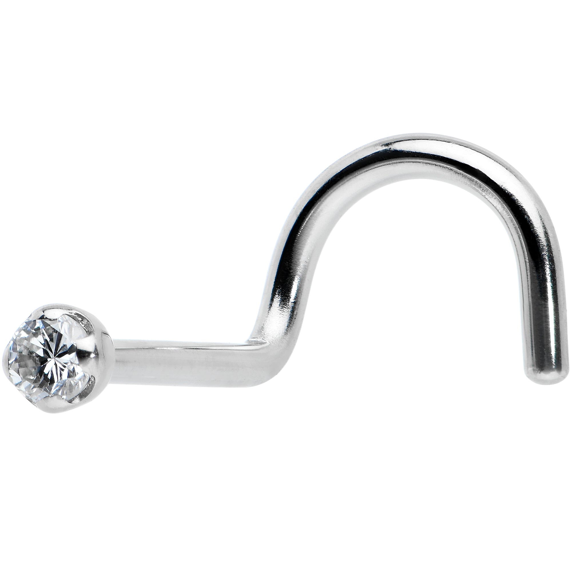 14k Solid White Gold Genuine 1.5mm Diamond Micro Nose Ring