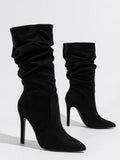 Pointed Toe Stiletto Mid-Calf Boots