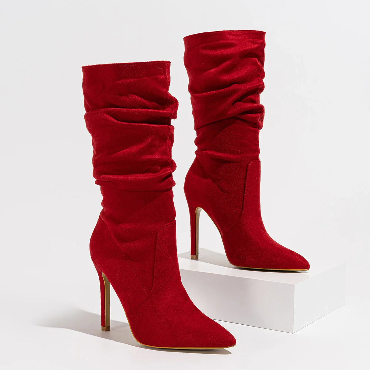 Pointed Toe Stiletto Mid-Calf Boots
