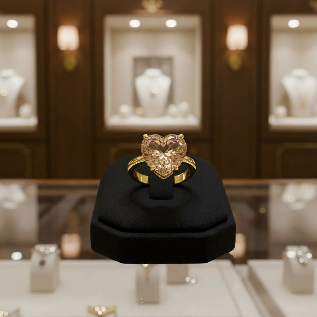 "Cherished Memories" Heart Cut Cremation Ring Large 10mm