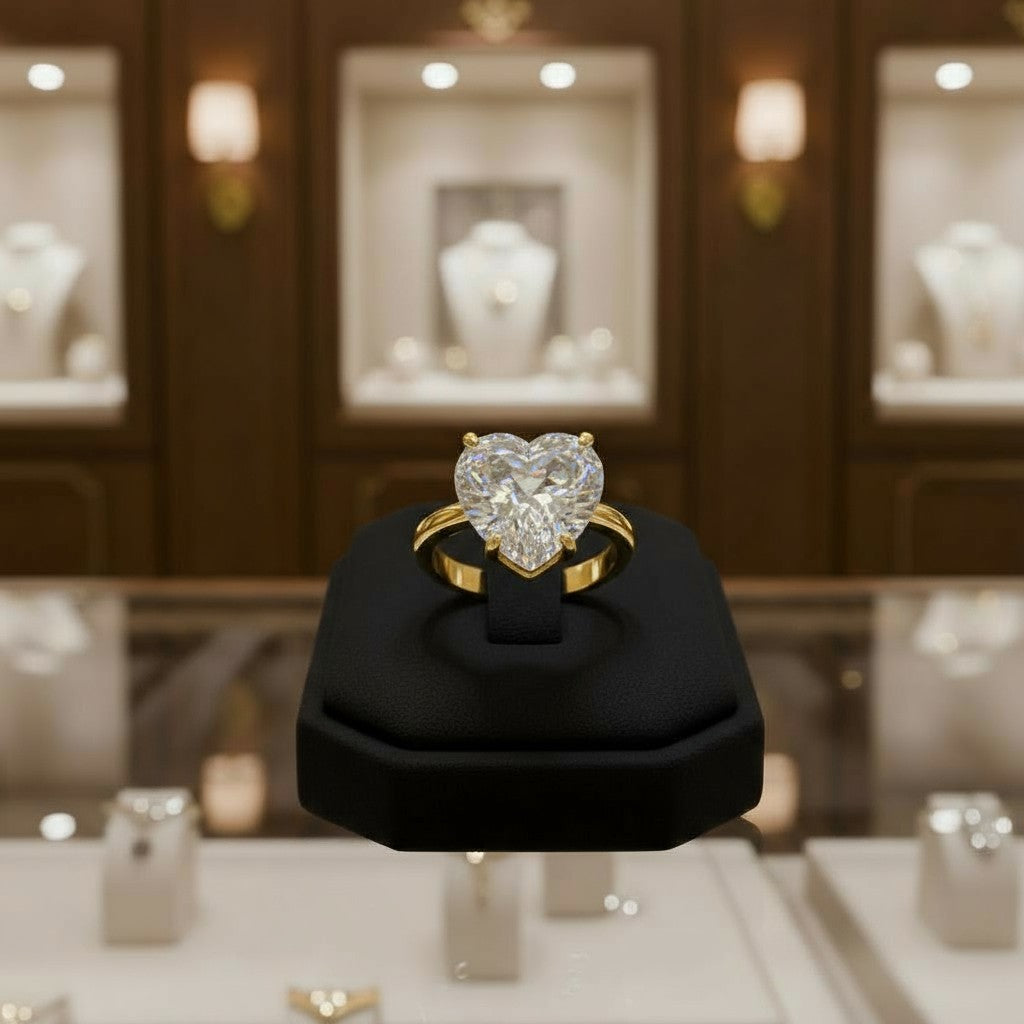 "Cherished Memories" Heart Cut Cremation Ring Large 10mm