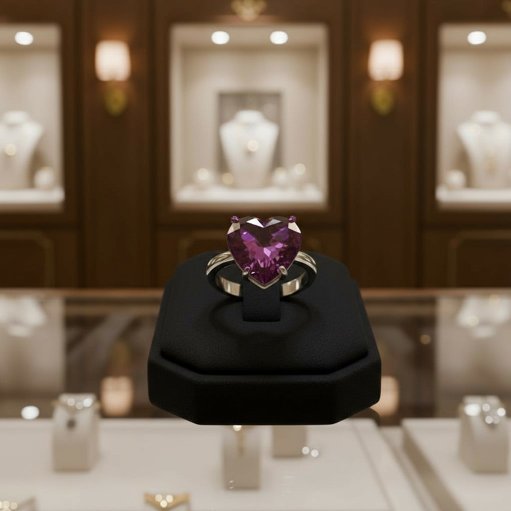 "Cherished Memories" Heart Cut Cremation Ring Large 10mm