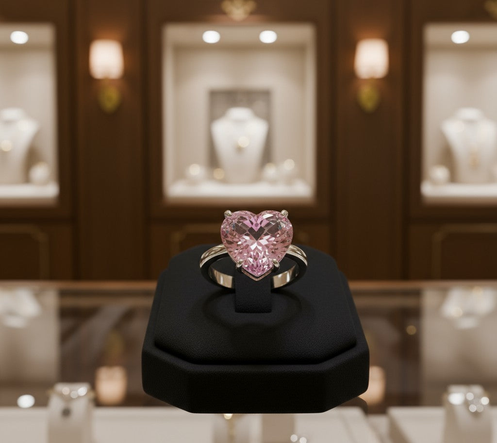 "Cherished Memories" Heart Cut Cremation Ring Large 10mm