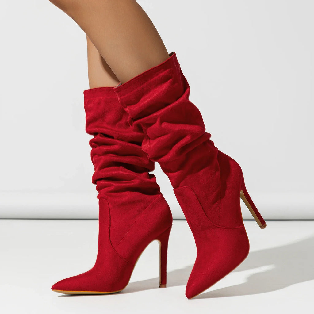 Pointed Toe Stiletto Mid-Calf Boots