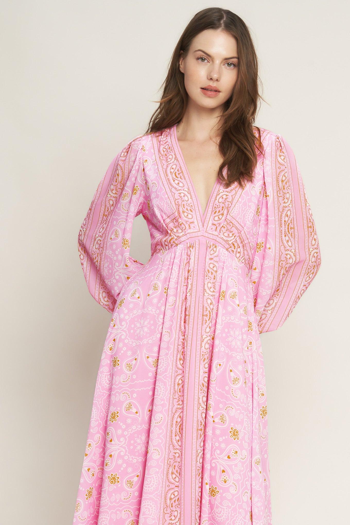 Ripples of Time Print Woven Maxi Dress