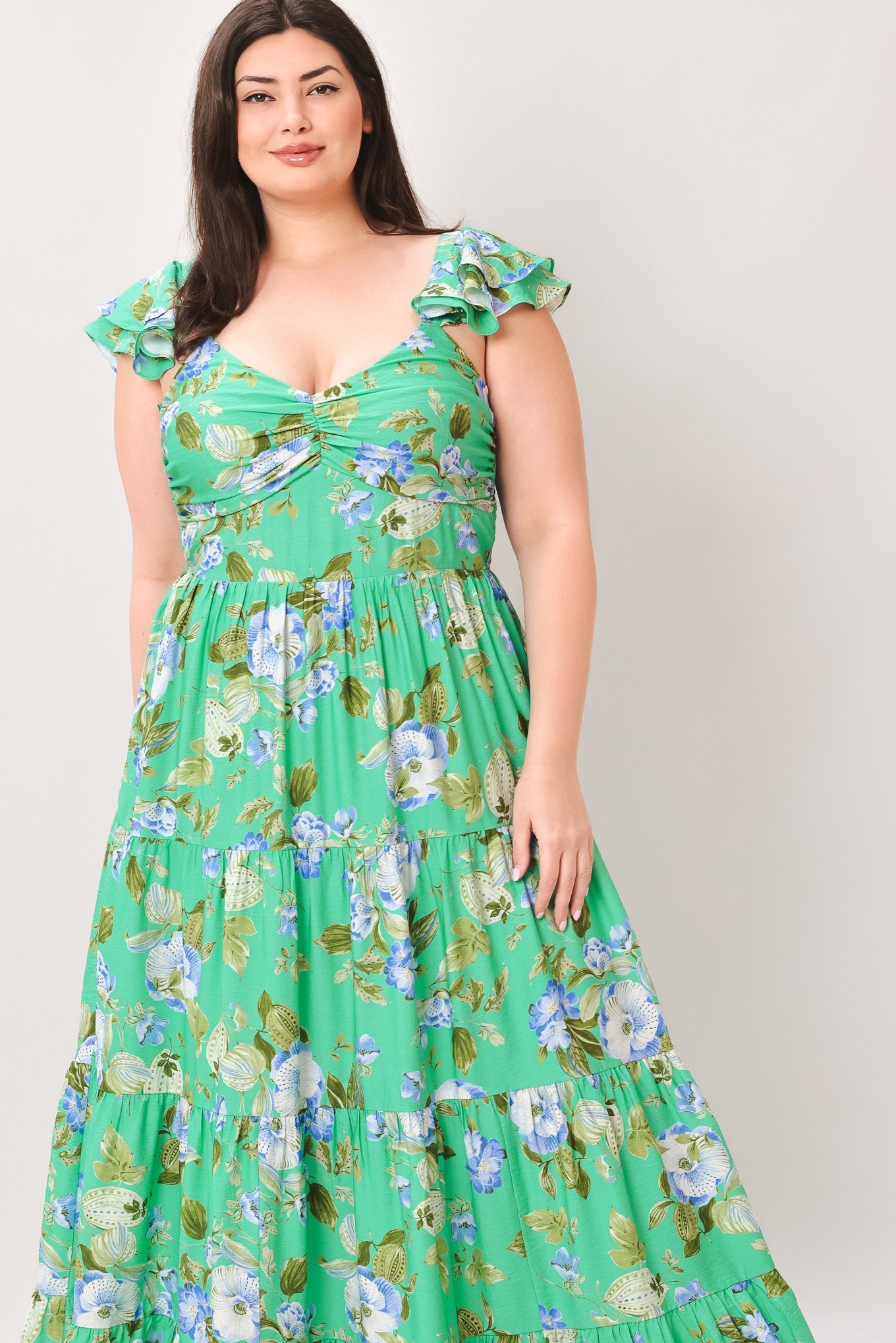 Fresh Blossom Floral Print Woven Maxi Dress