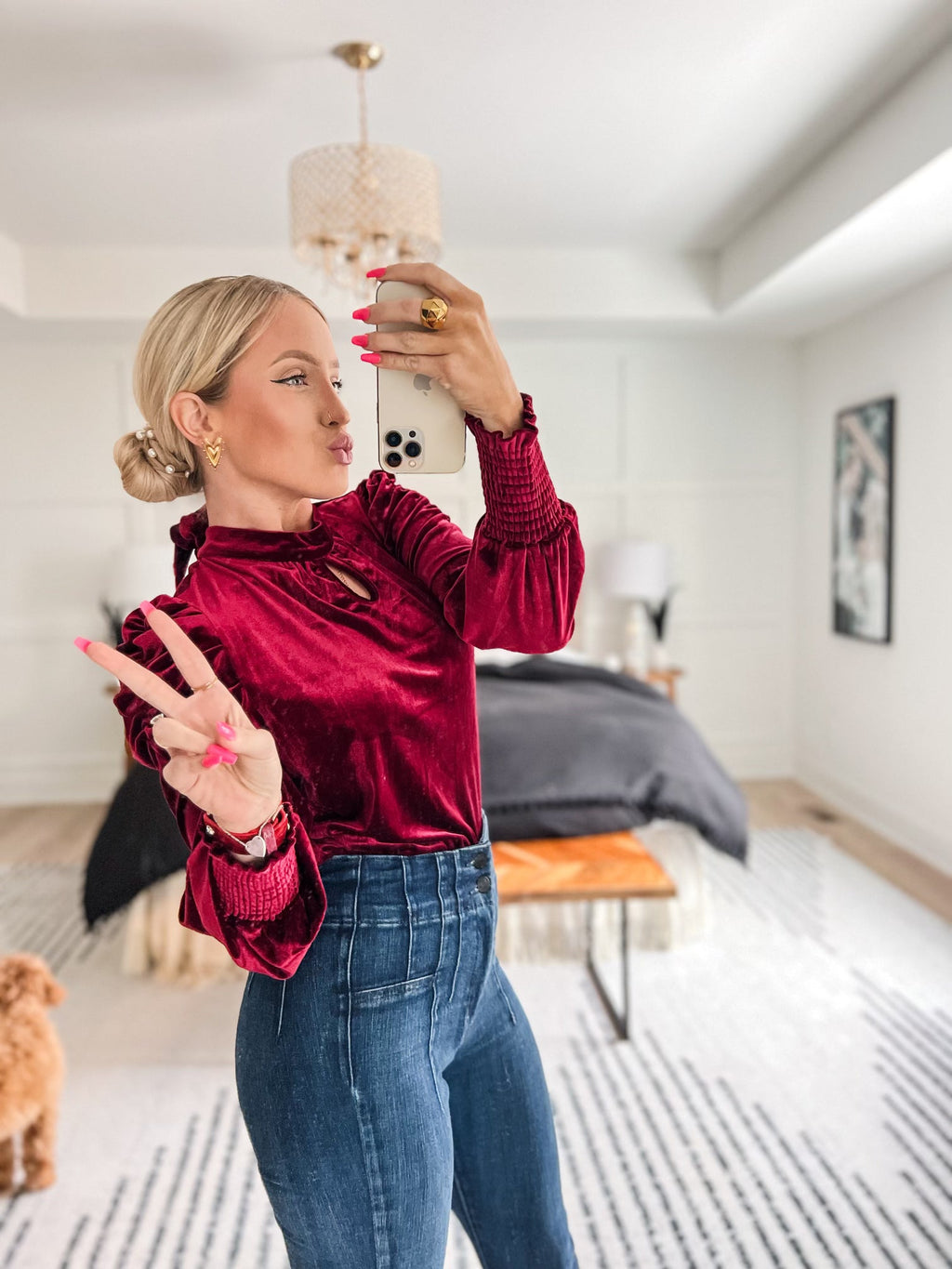 Red Velvet Blouse
