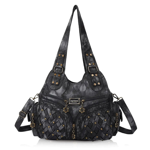 Angel Barcelo Washed Leather Shoulder Top Handle Satchel