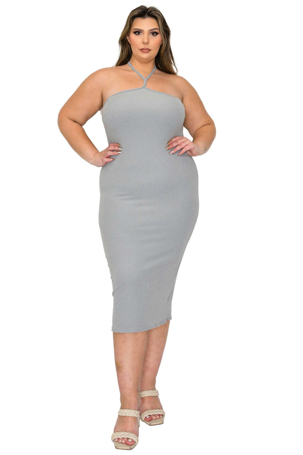Sienna Tie Neck Rib Dress