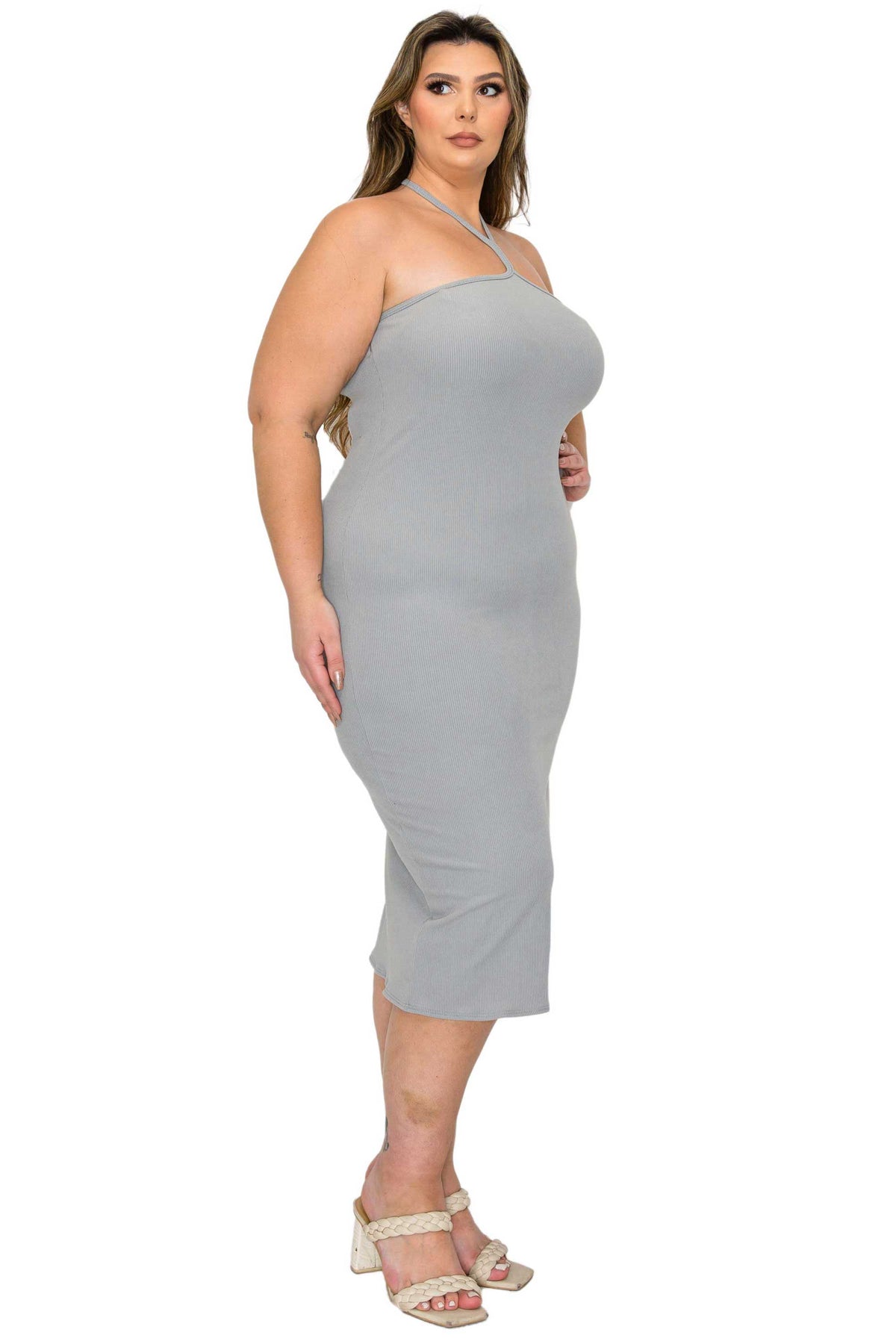 Sienna Tie Neck Rib Dress
