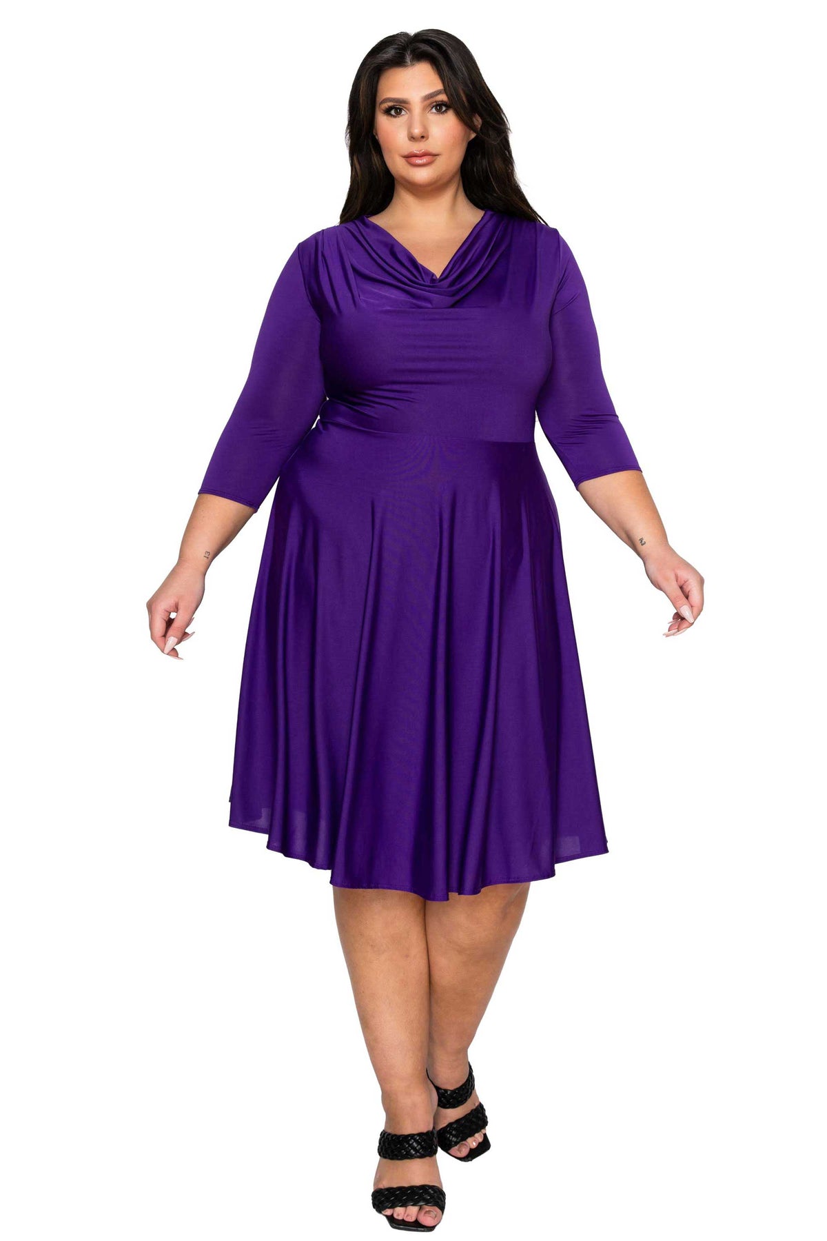 Amoretti Cowl Neck Flare Dress