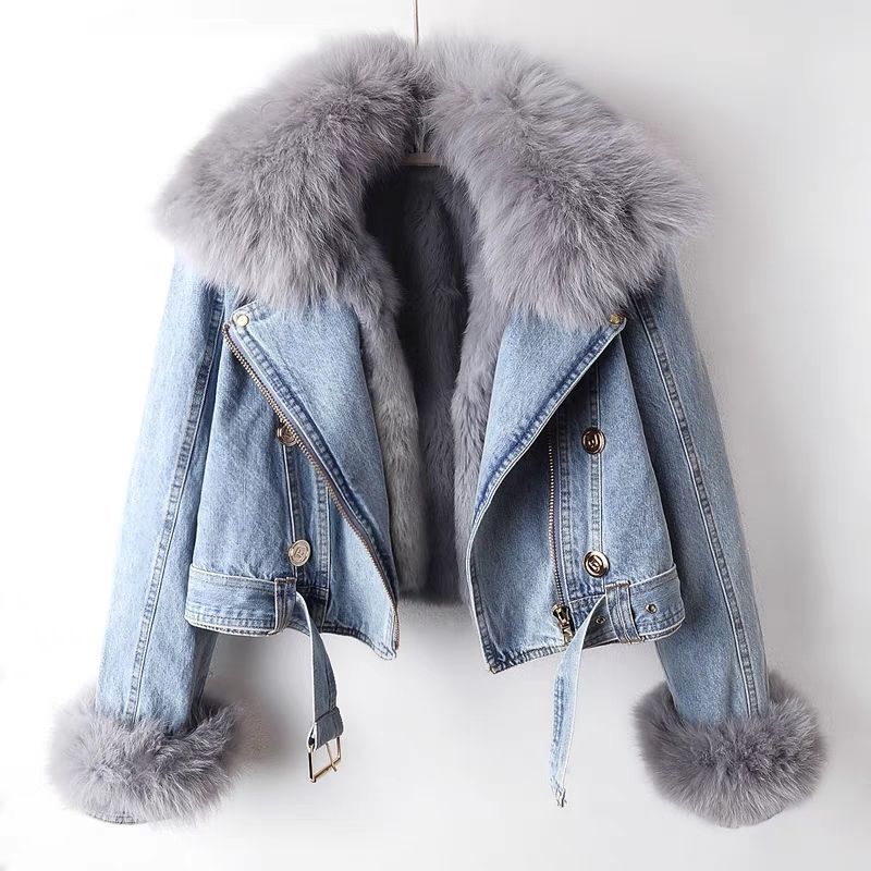 Denim Jacket with Detachable Faux Fur Liner