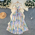 Women's V-Neck Camisole Floral Print Dress for Vacation Maxi Dress