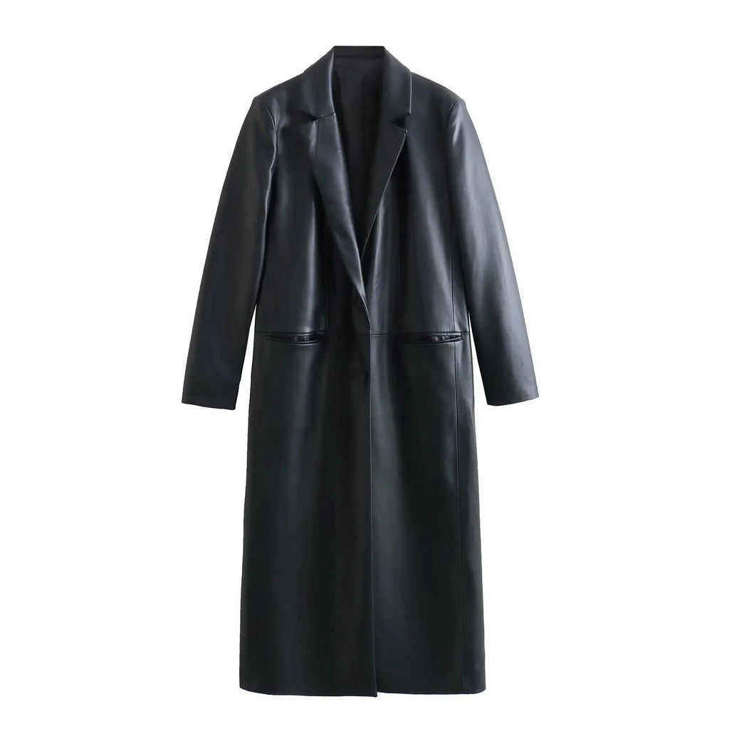 Women's Loose-Fit Faux Leather Coat