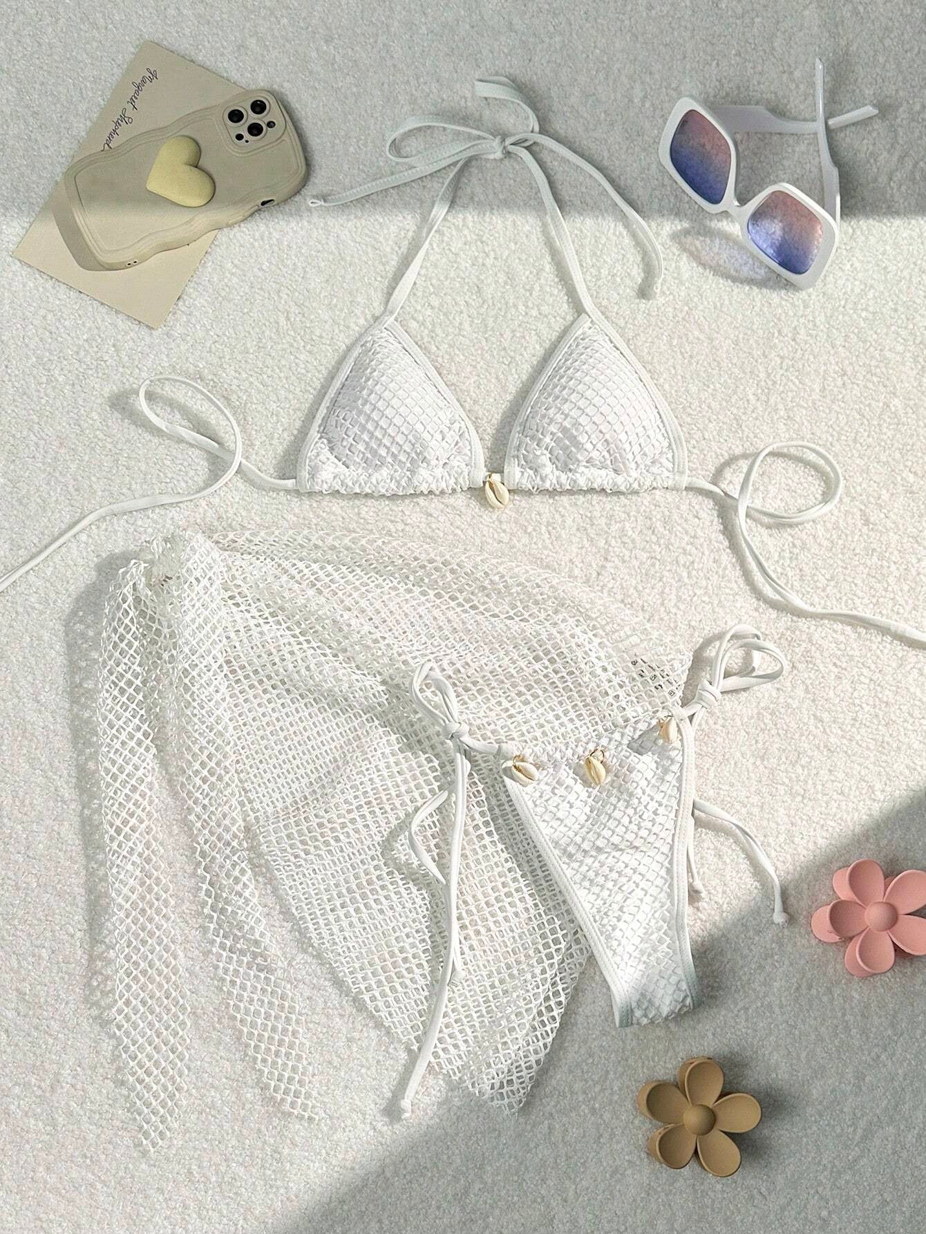 Badeanzug Dreiteiliger Set Geteilter Bikini-Badeanzug für Damen