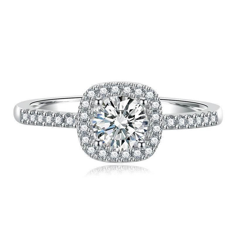 S925 Multicolor Moissanite Cushion Halo Adjustable Rings with Pavé-Set Band & Square Accents, 0.5ct-2ct D-Grade VVS Certificate, 12 Vibrant Colors, Sterling Silver Jewelry