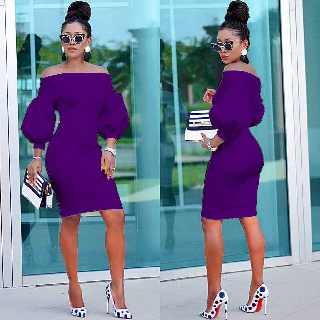Women's Off The Shoulder Bodycon Dress Lantern