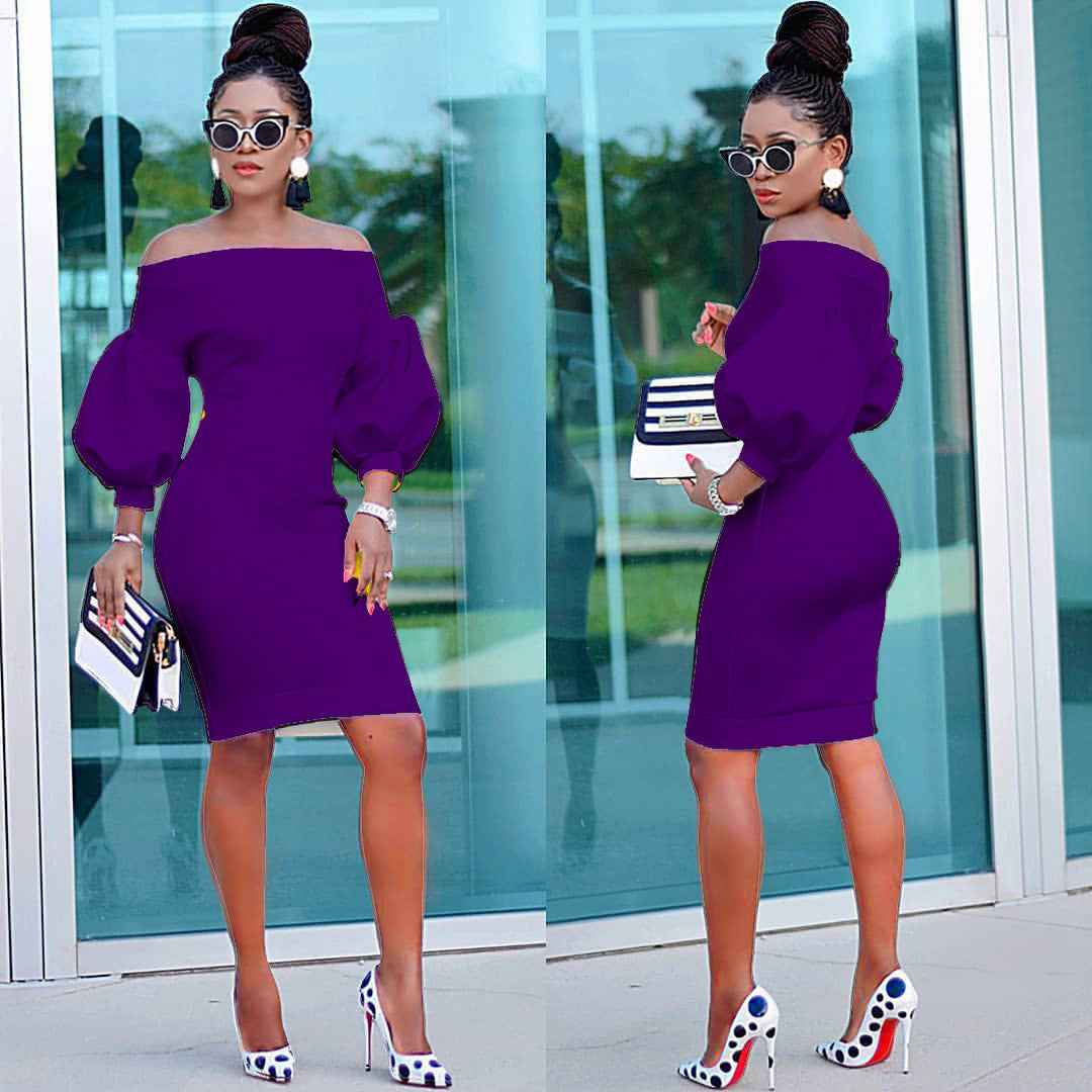 Women's Off The Shoulder Bodycon Dress Lantern