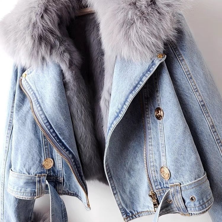 Denim Jacket w Detachable Faux Fur Liner