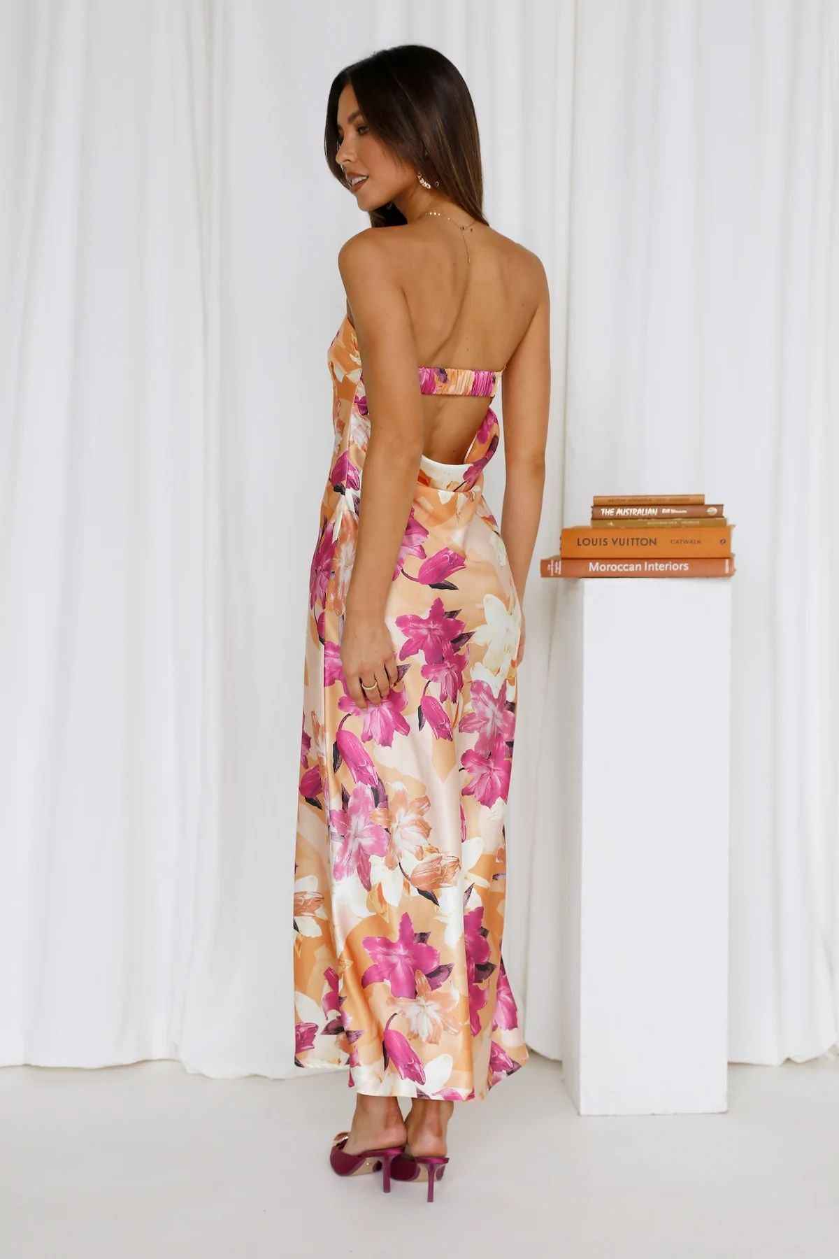 Women's Square Neck Corset Maxi Dress - Floral Printed High Waist A-Line Long Dress