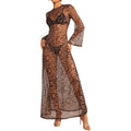 Women's Mesh Printed Cover-Up Casual Vacation Beach Maxi Dress