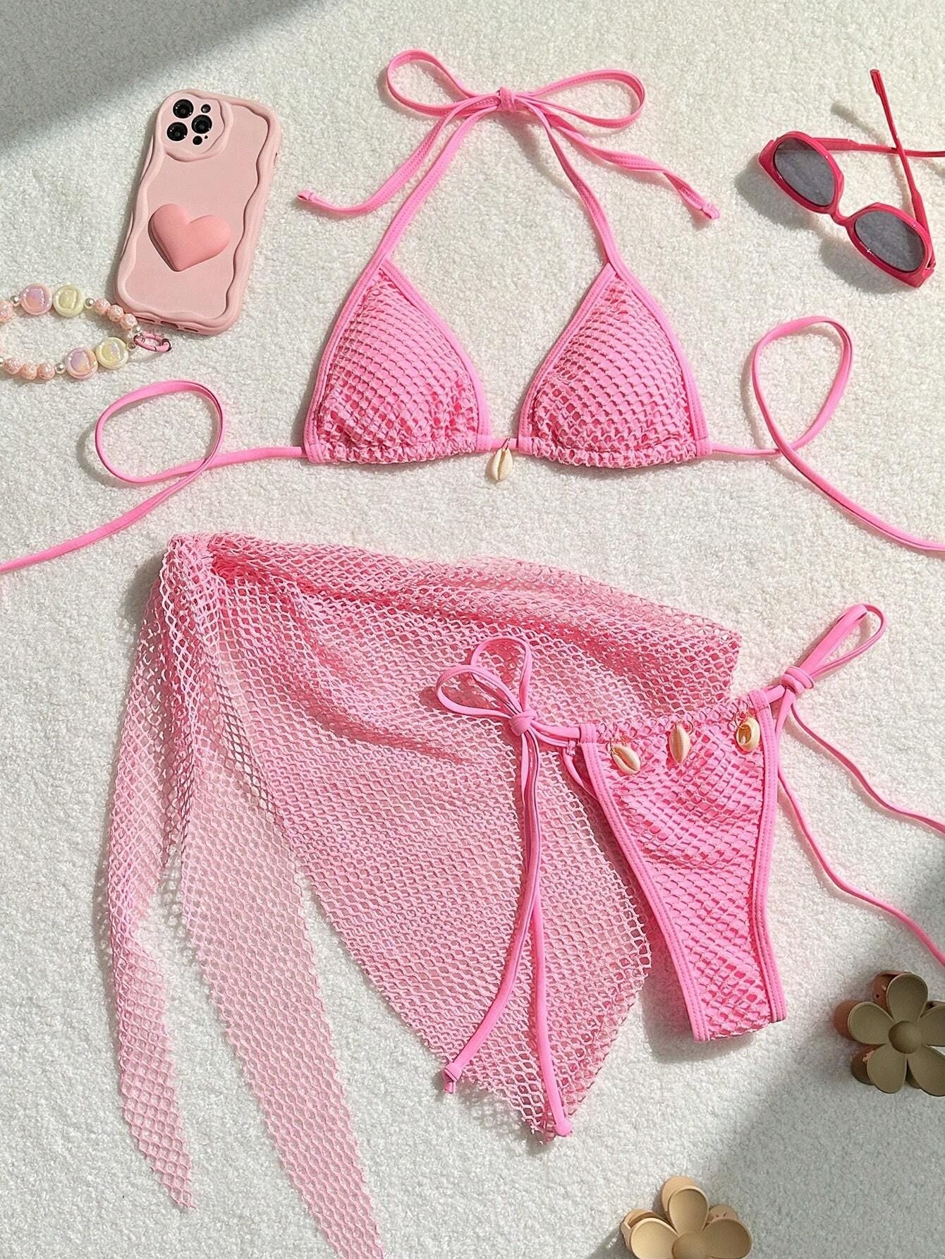 Badeanzug Dreiteiliger Set Geteilter Bikini-Badeanzug für Damen