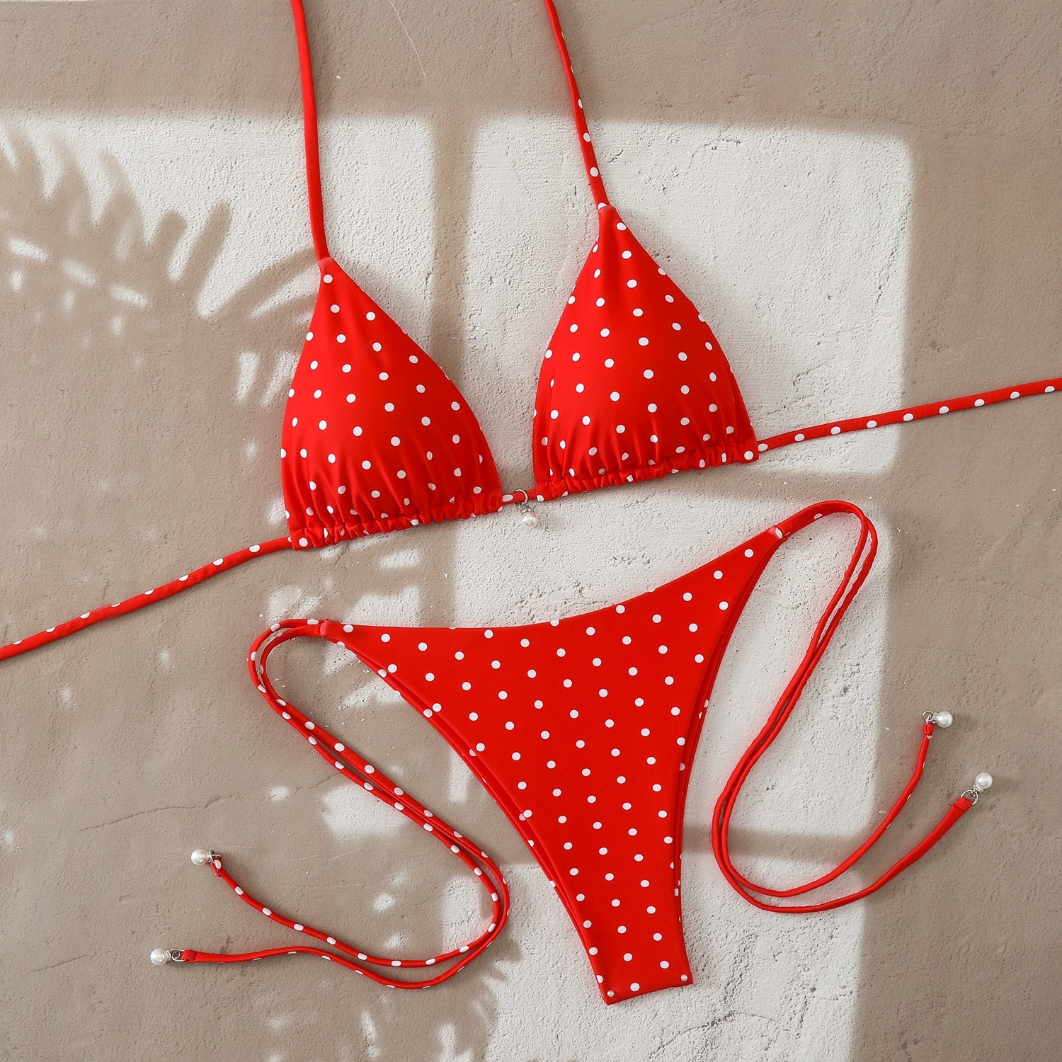 Sexy Triangle Separated Strap Multicolor Polka Dot Bikini Beach Swimwear Swimsuit