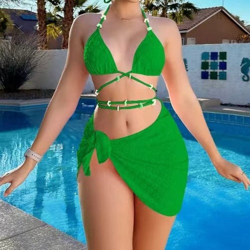Damen-Bikini-Badeanzug, sexy, dreiteilig, geteilt