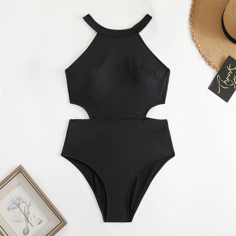 Solid Color One Piece Swimsuit Women's Backless Sexy Bikini