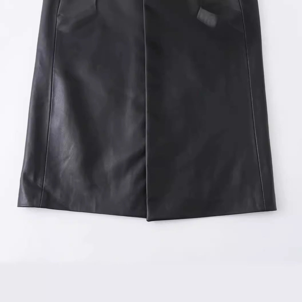 Women's Loose-Fit Faux Leather Coat